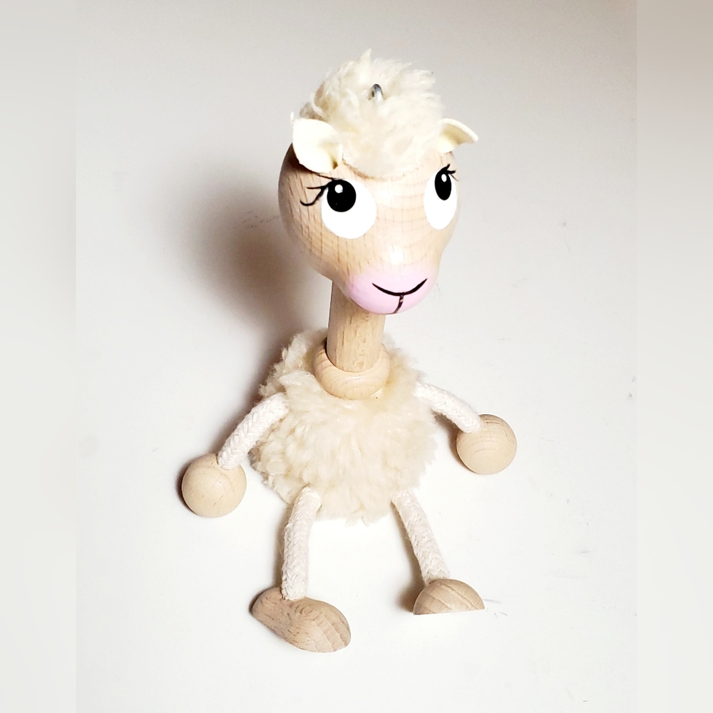 Handmade Bouncing Wooden Llama Figurine